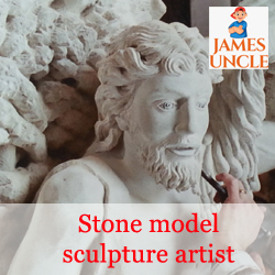 Stone model sculpture artist Mr. Tarak Majumdar in Duttapukur